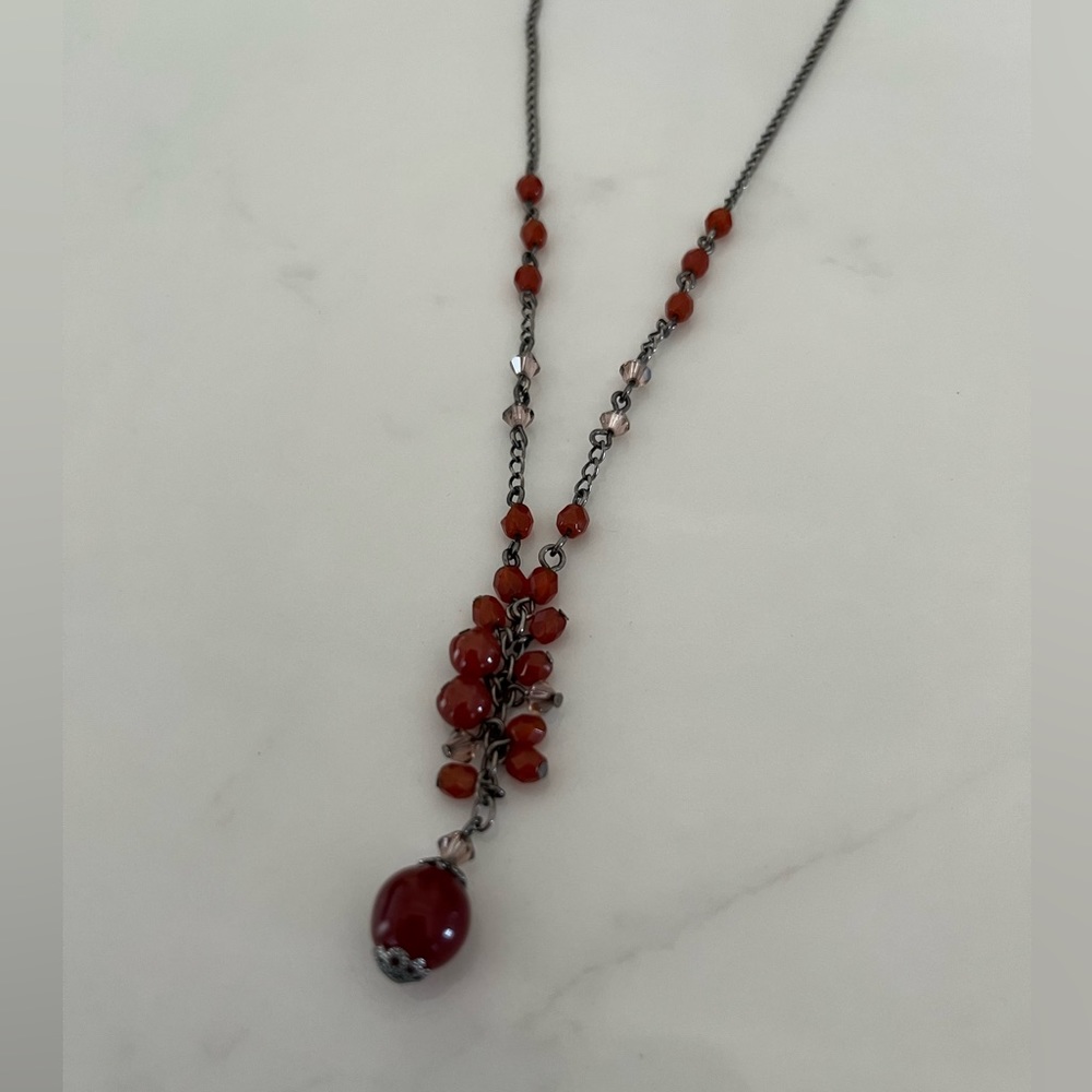 Burnt Orange Beaded LOFT Necklace